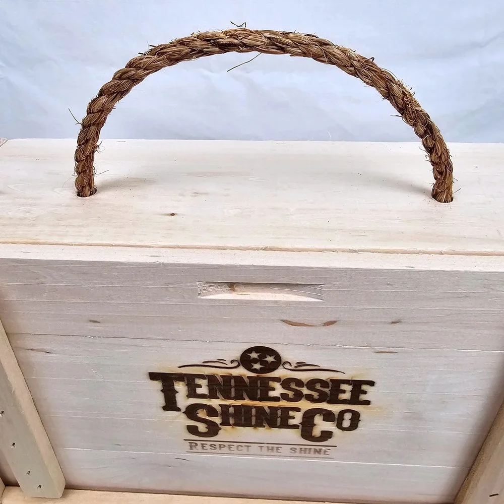 Tennessee Shine Co Wooden‎ Crate Storage Box Rope Handle
